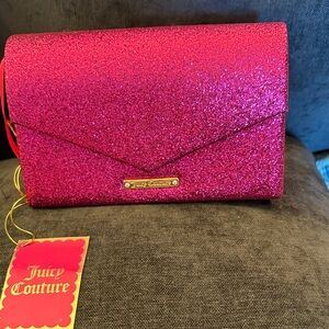 Juicy Couture Hot Pink Glitter Envelope Wristlet